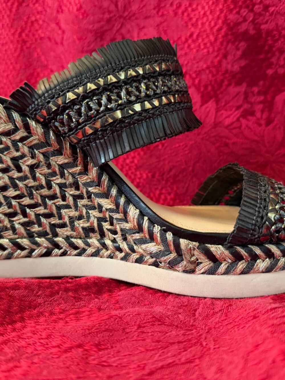 Vince Camuto Brittnuh Black Espadrille Wedge Slip on Platform Sandals Sz 9.5 - Picture 15 of 15